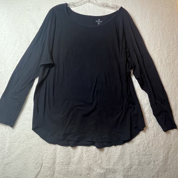 Athleta Tops - Athleta Top Crew Neck Long Sleeve Shirt Black Activewear 2X